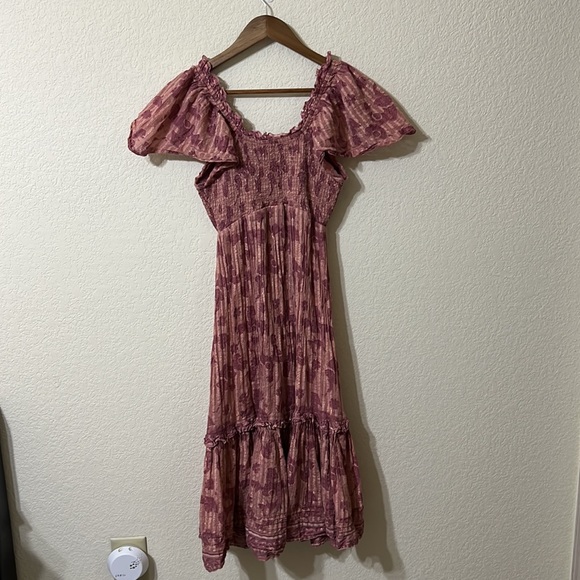 Cleobella | Ashlyn Batik Print Tie Front Midi Dress XS - Picture 6 of 7